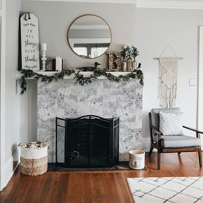 Yipscazo Peel and Stick backsplash 3 x 6 Inches 3D PVC Composite Wall Tile Stick on Backsplash Tile for Kitchen Bathroom, Laundry Room, Fireplace(Gray Granite, 100 Pieces)