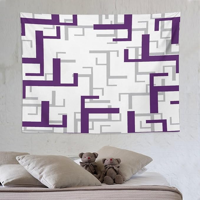 ZhiRain Purple And White Tapestry Wall Hanging Modern Geometric Spa Tapestries Home Decor for Living Room Bedroom Farmhouse Apartment Dorm 60"x80"