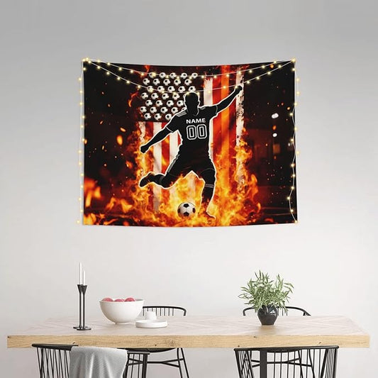 Zufygsni Personalized Sports Theme Wall Tapestry Custom Name With Number Decor For Bedroom Room And Dorm