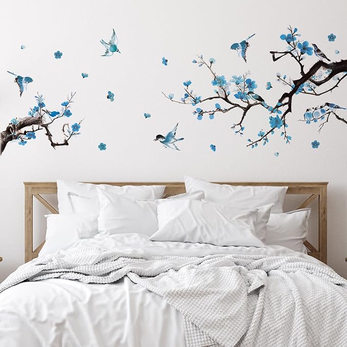 Zonon 6 Pcs Flowers Wall Decals Stickers Vinyl Removable Peel and Stick Colorful Dragonflies Floral Wall Murals Decor for Bedroom Living Room Nursery(Birds)