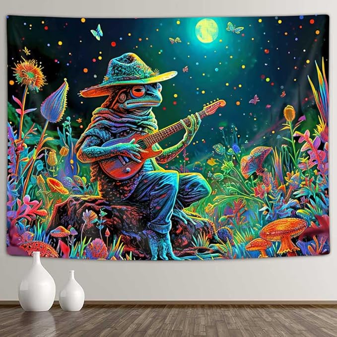 YDIDIAN Trippy Psychedelic Frog Wall Decor, Medieval Fantasy Animals Tapestry, Wall Hanging for Home College Dorm Living Room, Panels 80 x 60IN