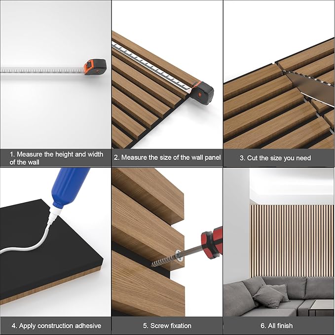 Yuzzy Wood Panels for Wall and Ceiling - 108 x 11 Inch Wood Slat Acoustic Panels 2 PCS - Modern Sound Absorbing Wall Panels for Interior Wall Decor for Home, Office, Studio - Rustic Black Oak