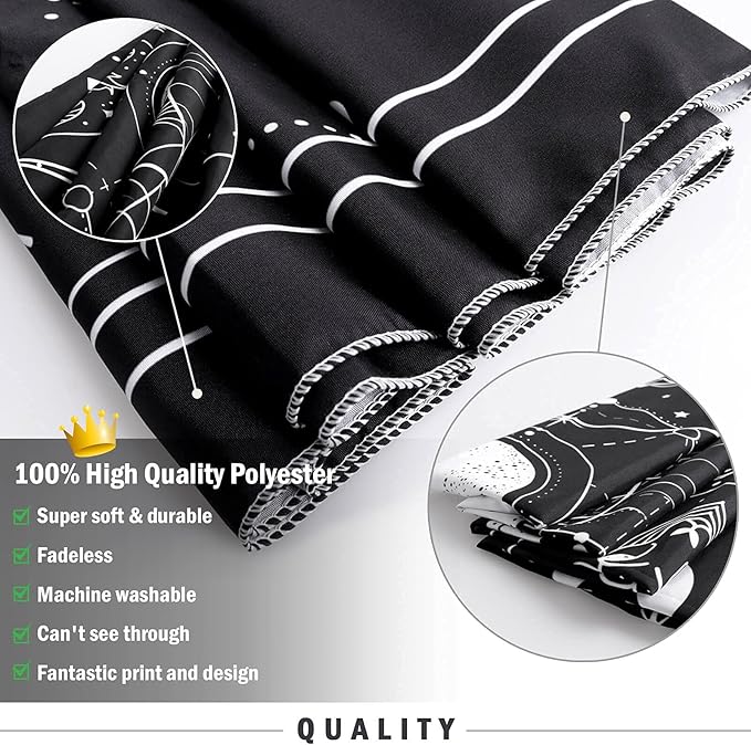 Zodiac Astrology Witchy Wall Tapestry, Black White Constellation for Wall Hanging Decor, Stars Space Psychedelic Bedroom Aesthetics, Living Room, Home, Dorm (59 x 78 inches)