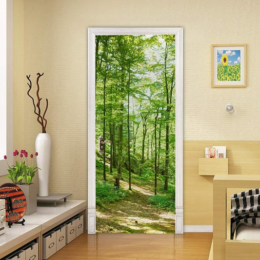 3D Peel and Stick Murals - Forest Wallpaper Self-Adhesive Decals Removable PVC Waterproof Door Poster for Bedroom Living Room 33.9 x 78.7 inch