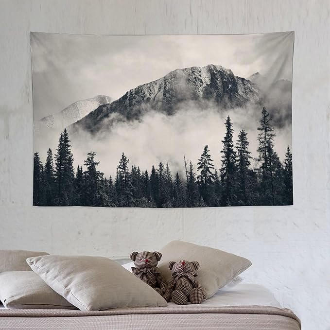 ZhiRain National Parks Tapestry Wall Hanging Canadian Smokey Mountain Cliff Outdoors Scenery Tapestries Home Decor for Living Room Bedroom Apartment Farmhouse Dorm 40"x60"