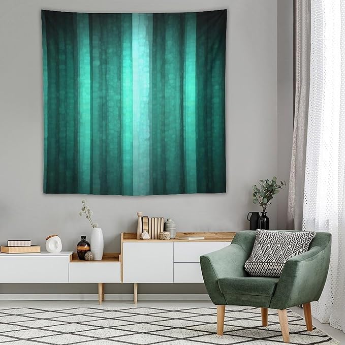 ZhiRain Teal Tapestry Wall Hanging Cool Glass Texture Ombre Turquoise Abstract Modern Tapestries Home Decor for Living Room Bedroom Apartment Farmhouse Dorm 60"x60"