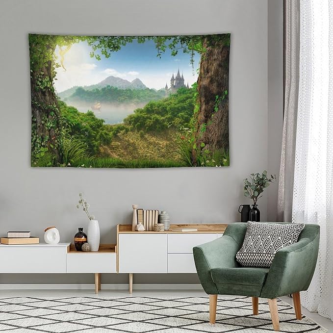 ZhiRain Fantasy Forest Tapestry Wall Hanging Beautiful Enchanting Fairy Tale Woodland Tapestries Home Decor for Living Room Bedroom Farmhouse Apartment Dorm 60"x90"