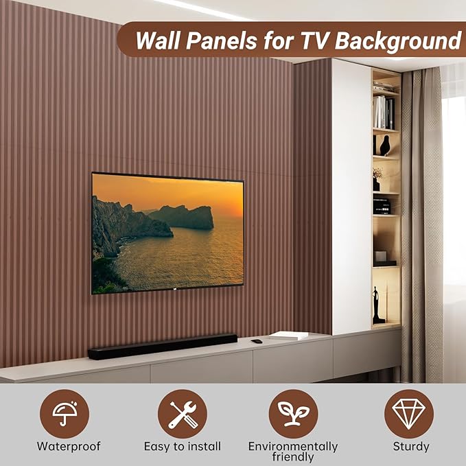 3D Wall Panels for Interior Wall Decor 16 Pack 48"x 6", WPC Grey Oak Accent Wall Panels Decorative Covering Wainscoting Panels, Slat Wall Paneling for Bedroom, TV Wall Decor for Living Room