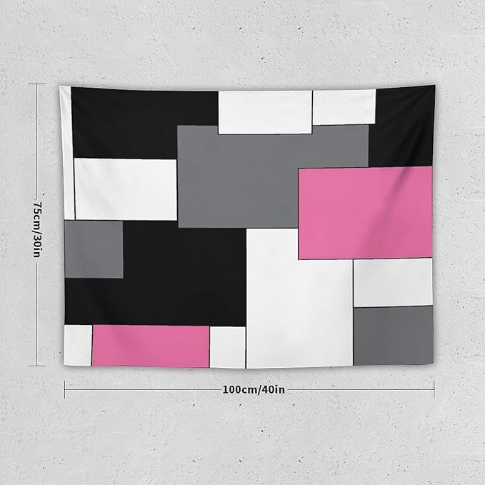 ZhiRain Pink,Black,White,Grey Tapestry Wall Hanging Geometry Pattern Digital Print Multicolor Tapestries Home Decor for Living Room Bedroom Farmhouse Apartment Dorm 30"x40"