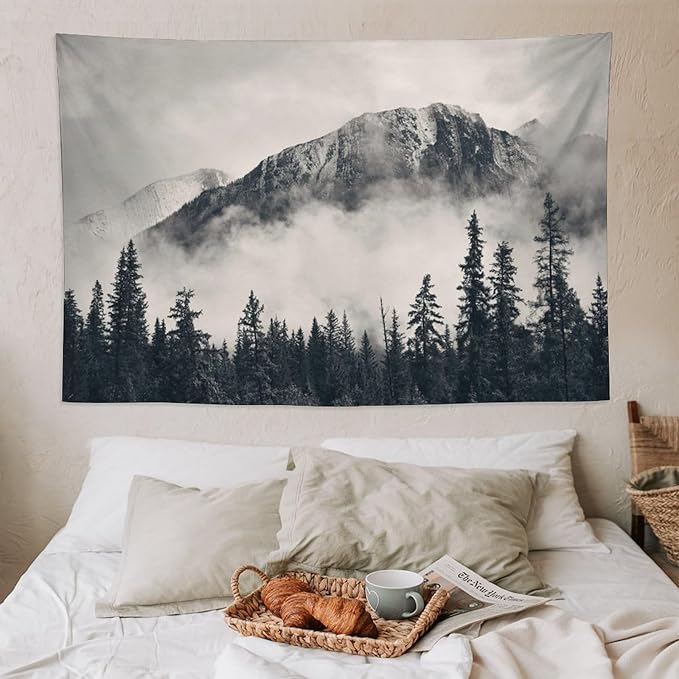 ZhiRain National Parks Tapestry Wall Hanging Canadian Smokey Mountain Cliff Outdoors Scenery Tapestries Home Decor for Living Room Bedroom Apartment Farmhouse Dorm 60"x90"