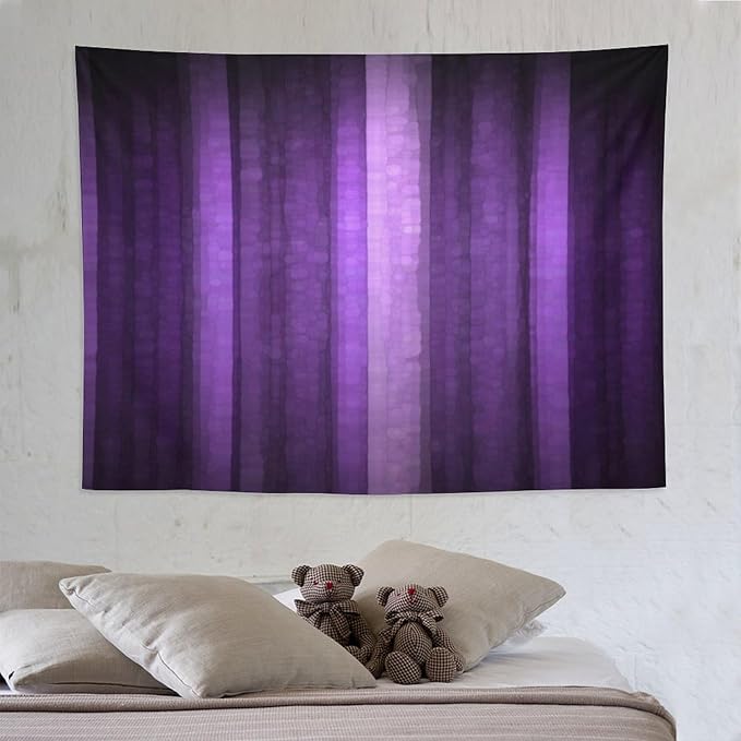 ZhiRain Purple Striped Tapestry Wall Hanging Abstract Mosaic Glass Texture And Dark Stripe Modern Neon Purple Art Tapestries Home Decor for Living Room Bedroom Apartment Farmhouse 60"x80"