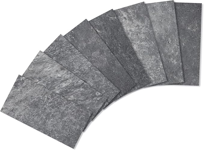 Yipscazo 2025 New Upgrade Peel and Stick backsplash 3 x 6 Inches 3D PVC Composite Wall Tile Stick on Backsplash Tile for Kitchen Bathroom, Laundry Room, Fireplace(Stone Black, 100 Pieces)