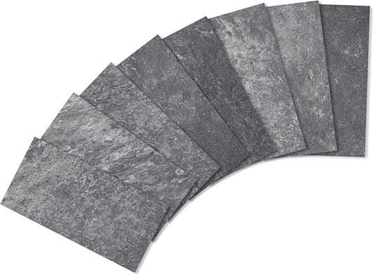 Yipscazo 2025 New Upgrade Peel and Stick backsplash 3 x 6 Inches 3D PVC Composite Wall Tile Stick on Backsplash Tile for Kitchen Bathroom, Laundry Room, Fireplace(Stone Black, 100 Pieces)