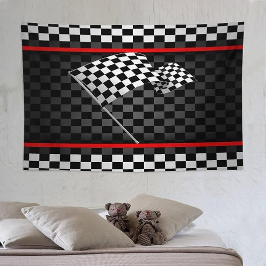 ZhiRain Racing Car Kids Tapestry Wall Hanging Boys Construction Vehicles Racing Flag Tapestries Home Decor for Living Room Bedroom Apartment Farmhouse Dorm 60"x90"