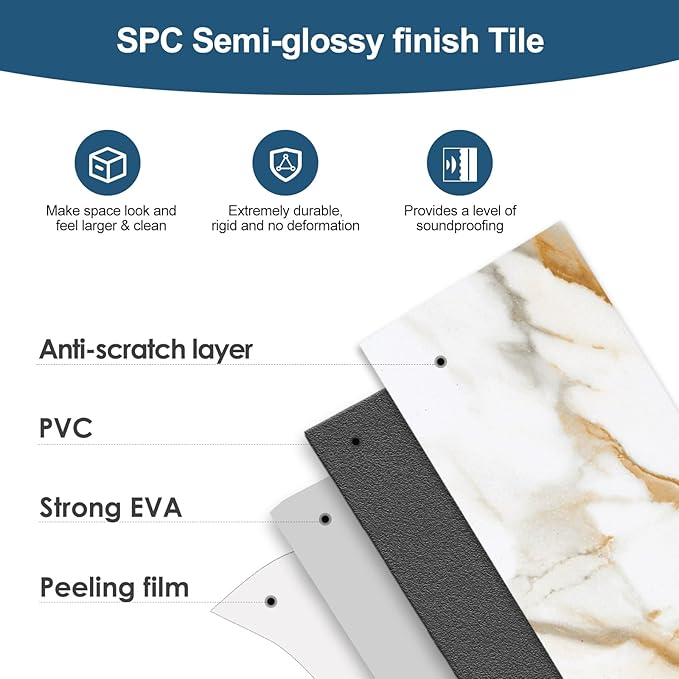 Yipscazo Peel and Stick backsplash 3 x 6 Inches 3D PVC Composite Wall Tile Stick on Backsplash Tile for Kitchen Bathroom, Laundry Room, Fireplace(Cala with Gold, 160 Pieces)