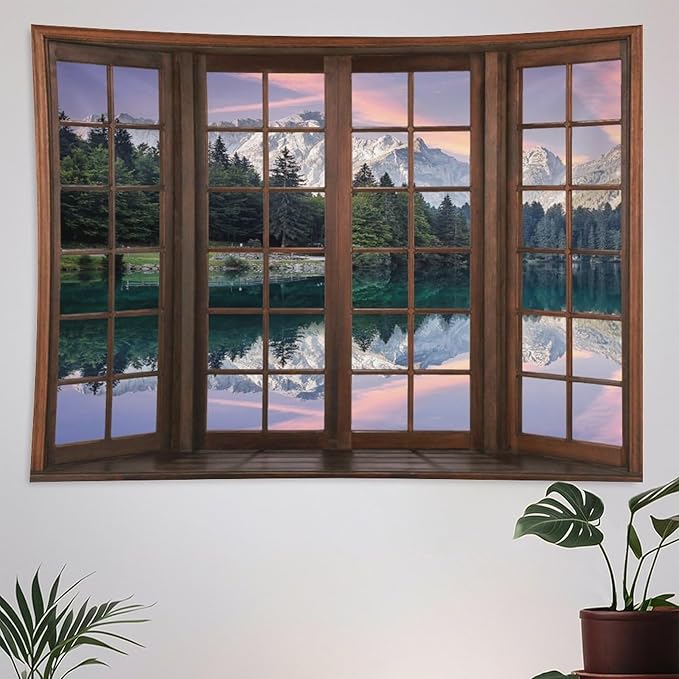 ZhiRain Beautiful Highlands Landscape Tapestry Wall Hanging Mountains Lake Colorful Sky Sunny Day Sunset Tapestries Home Decor for Living Room Bedroom Apartment Farmhouse Dorm 50"x60"