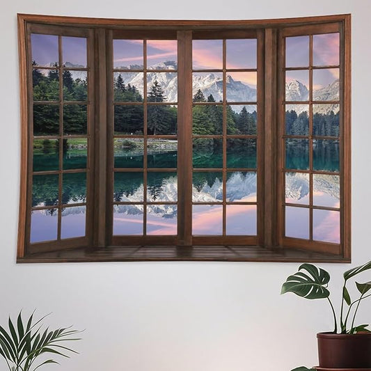 ZhiRain Beautiful Highlands Landscape Tapestry Wall Hanging Mountains Lake Colorful Sky Sunny Day Sunset Tapestries Home Decor for Living Room Bedroom Apartment Farmhouse Dorm 40"x60"