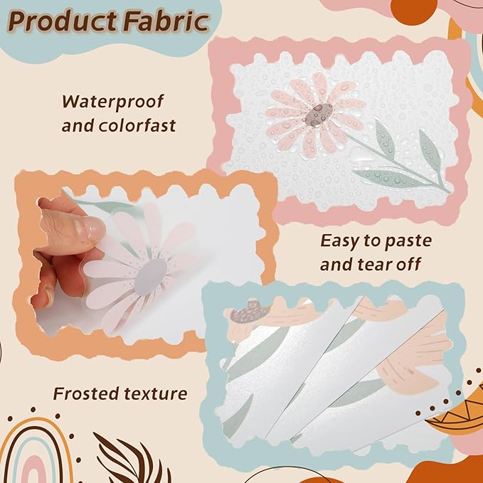 12Sheet Boho Wall Decals, 72Pcs Cute Flower Wall Decals, Flower Vinyl Walls Decal, Peel and Stick Floral Walls Decal, Bedroom Stickers for Girls Bedroom, Nursery, Classroom, Nursery