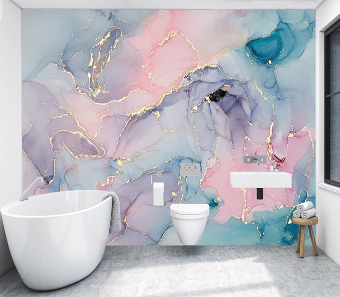 XMPMBM M01XL Peel and Stick Marble Wallpaper Pink Girls' Bedroom Bathroom Abstraction Art Colorful Textured Background Wall Mural- 157"x108"（118 Square Foot）