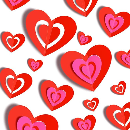 50pcs Hollow-Out Heart-Shaped Hearts (Pink and Two-Tone): 3 Large, 3 Medium, 12 Small + 3 Large, 4 Medium, 15 Small, 10 Tiny Hearts (Single Color), Supplier Packaging