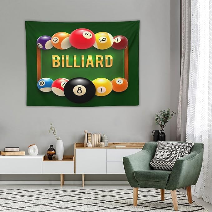 ZhiRain Snooker Billiards Tapestry Wall Hanging Modern Sports Theme Billiard Eight Ball Tapestries Home Decor for Living Room Bedroom Farmhouse Apartment Dorm 30"x40"