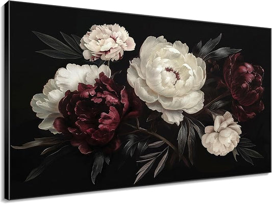 46"x72" XL Framed Wall Art - Decor Classic Dark Floral Bouquet (Frame Assembly Required)