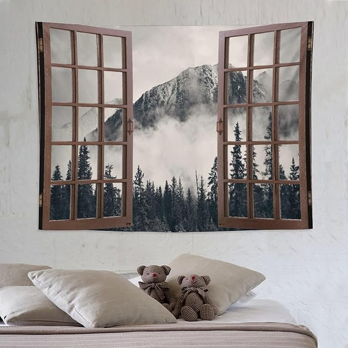 ZhiRain National Parks Landscape Tapestry Wall Hanging Canadian Smokey Mountain Cliff Outdoors Scenery Tapestries Home Decor for Living Room Bedroom Apartment Farmhouse Dorm 60"x80"