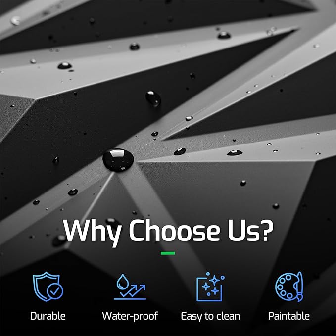 ZELMINE 72 Pack 3D Wall Panels for Interior Wall Decor, 11.8'' x 11.8'' Decorative Wall Panels, Accent Wall Panels, 3D Diamond Design Wall Decor for Living Room, Bedroom, Gaming Room, Black