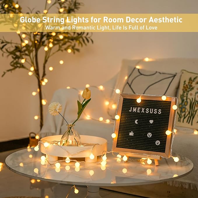 147ft Globe String Lights Outdoor Waterproof, 300 LED Indoor Christmas Lights Plug in with Remote, Hanging Fairy Light for Bedroom Holiday Party Patio Garden Christmas Decorations, Warm White