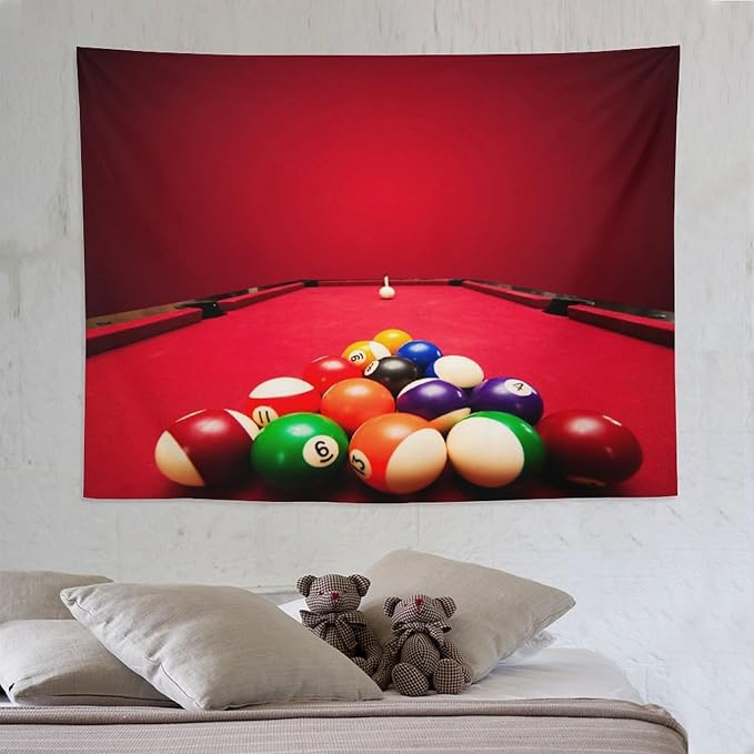 ZhiRain Billiard Tapestry Wall Hanging Recreational Indoor Billiards Game Printed Tapestries Home Decor for Living Room Bedroom Farmhouse Apartment Dorm 60"x80"