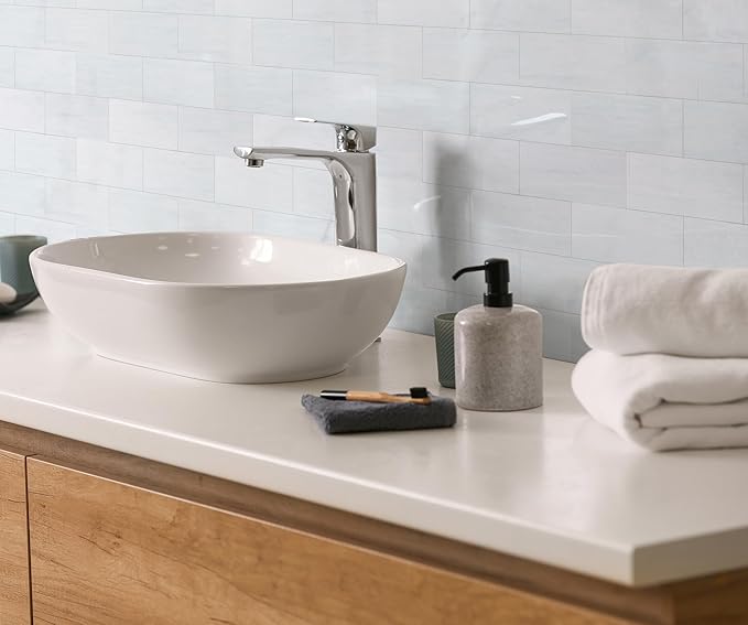 Yipscazo 2025 New Upgrade Peel and Stick backsplash 3 x 6 Inches 3D PVC Composite Wall Tile Stick on Backsplash Tile for Kitchen Bathroom (Polished Marble White Grey, 160 Pieces)