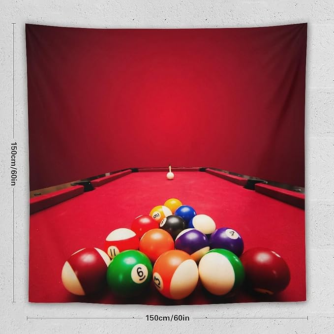 ZhiRain Billiard Tapestry Wall Hanging Recreational Indoor Billiards Game Printed Tapestries Home Decor for Living Room Bedroom Farmhouse Apartment Dorm 60"x60"