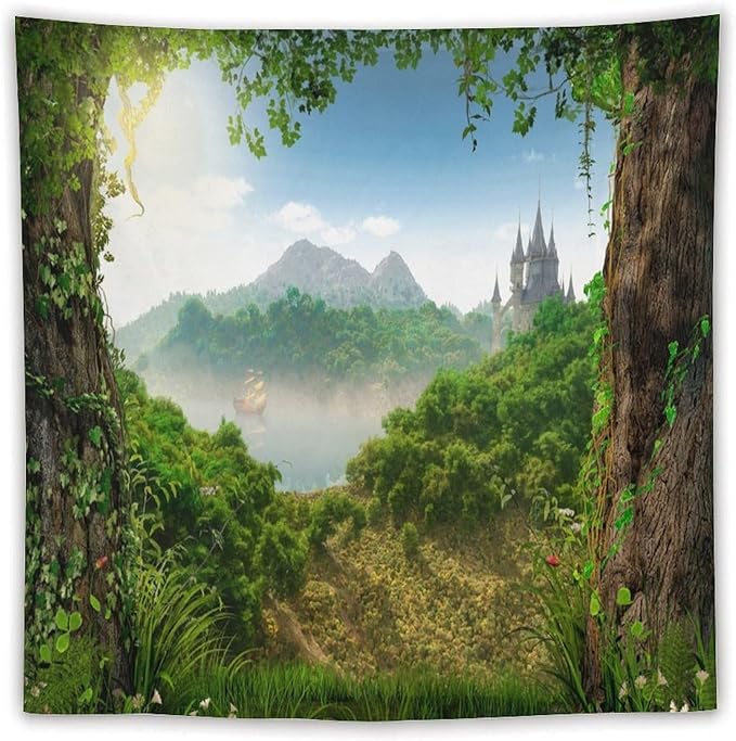 ZhiRain Fantasy Forest Tapestry Wall Hanging Beautiful Enchanting Fairy Tale Woodland Tapestries Home Decor for Living Room Bedroom Farmhouse Apartment Dorm 60"x60"
