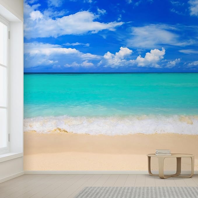 wall26 - Word Paradise on Beach - Concept Travel Background - Removable Wall Mural Self-Adhesive Large Wallpaper - 66x96 inches
