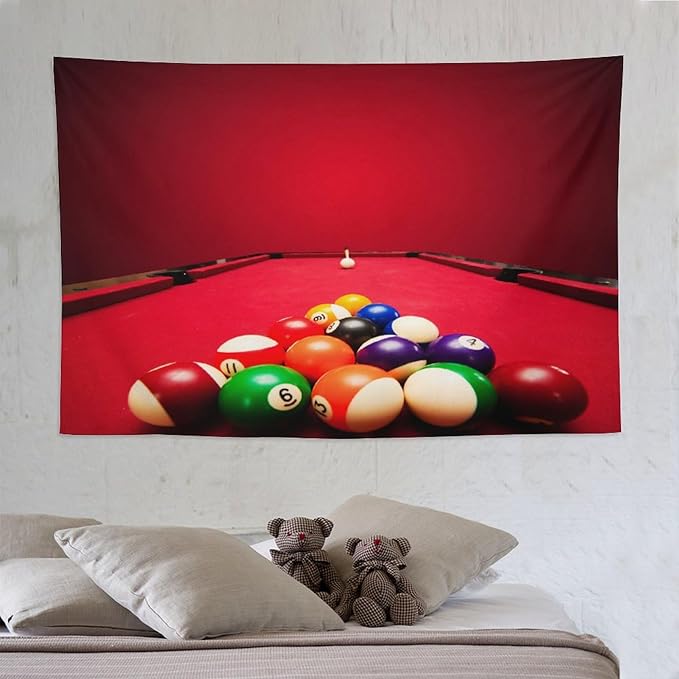 ZhiRain Billiard Tapestry Wall Hanging Recreational Indoor Billiards Game Printed Tapestries Home Decor for Living Room Bedroom Farmhouse Apartment Dorm 60"x90"