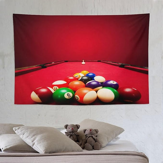 ZhiRain Billiard Tapestry Wall Hanging Recreational Indoor Billiards Game Printed Tapestries Home Decor for Living Room Bedroom Farmhouse Apartment Dorm 60"x90"