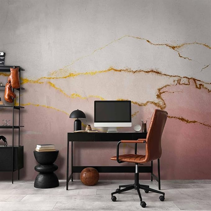 artgeist Wall Mural Abstract 135x101 in - Peel and Stick Self-Adhesive Wallpaper Removable Large Sticker Foil Wall Decor Print Picture Image Design Marble rosa Like Painted a-A-10238-a-b