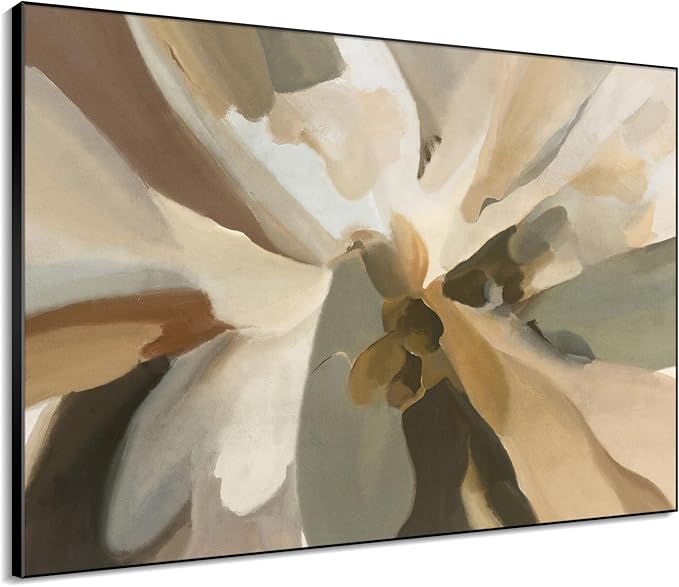 46"x60" XL Framed Wall Art - Decor Floral Earthy Tones and Soft Petals (Frame Assembly Required)