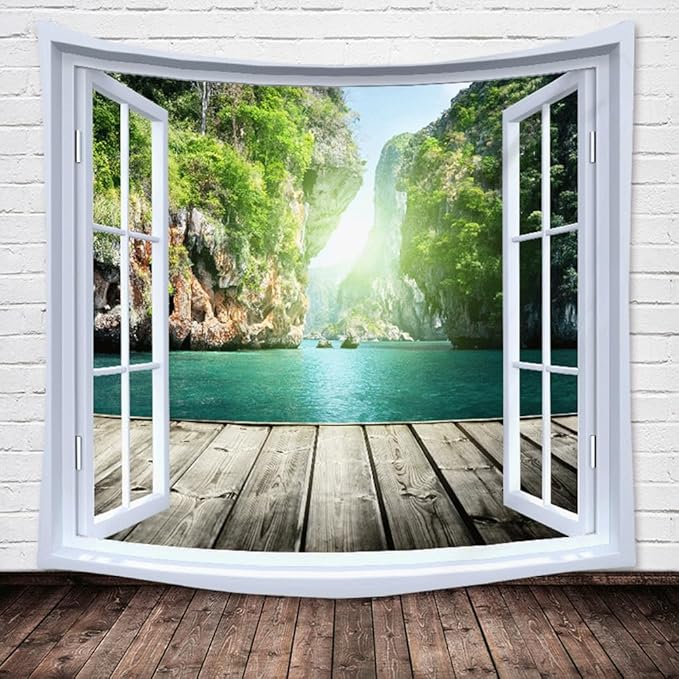 XIUYINHS Nature Forest Tapestry,Scenery Wall Mountain Tree Tapestry,for Home Office Dorm Indoor and Outdoor Decoration Large Size 59"(W) x59(L) GTCH(68)