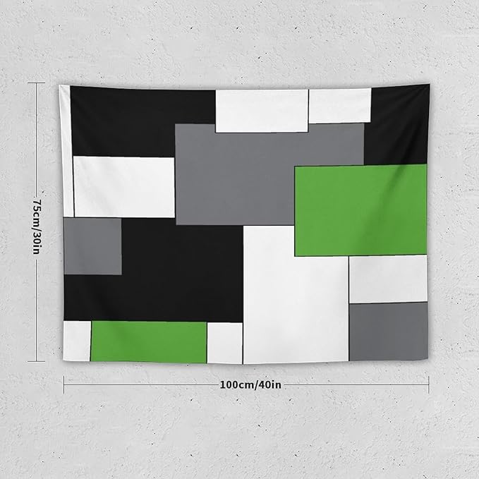 ZhiRain Black,Grey,Green,White Tapestry Wall Hanging Geometry Pattern Digital Print Multicolor Tapestries Home Decor for Living Room Bedroom Farmhouse Apartment Dorm 30"x40"