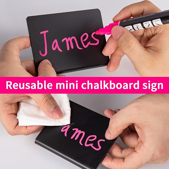 10 Pack Acrylic Mini Chalkboard Signs for Food, AITEE Black Mini Tabletop Chalkboard Signs, Small Buffet Chalkboards Signs for Weddings, Birthday Parties, Message Board Signs, Buffet,Bakery and Retail