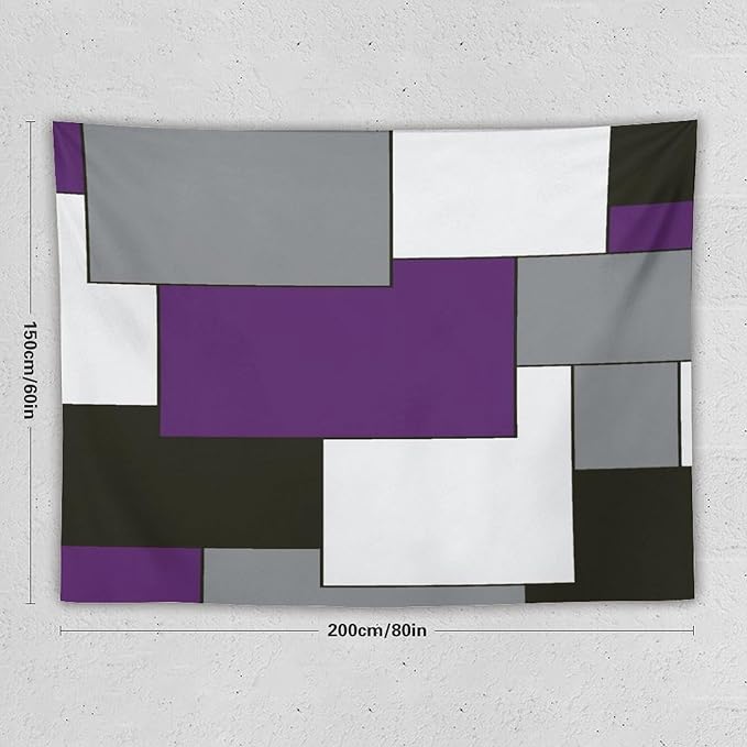 ZhiRain Modern Tapestry Wall Hanging Purple And Gray Black Tapestries Home Decor for Living Room Bedroom Farmhouse Apartment Dorm 60"x80"