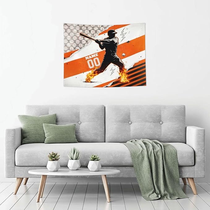 Zufygsni Personalized Sports Theme Wall Tapestry Custom Name With Number Decor For Bedroom Room And Dorm