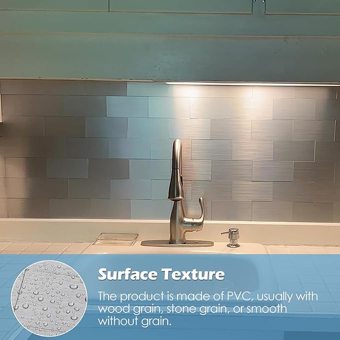 1-Pack Peel and Stick Tile Backsplash 12"X12" PVC Wall Tiles, Stick on Backsplash for Kitchen, Bathroom Tile, Fireplace Décor, Laundry Table, Stair Decals in Silver Metal