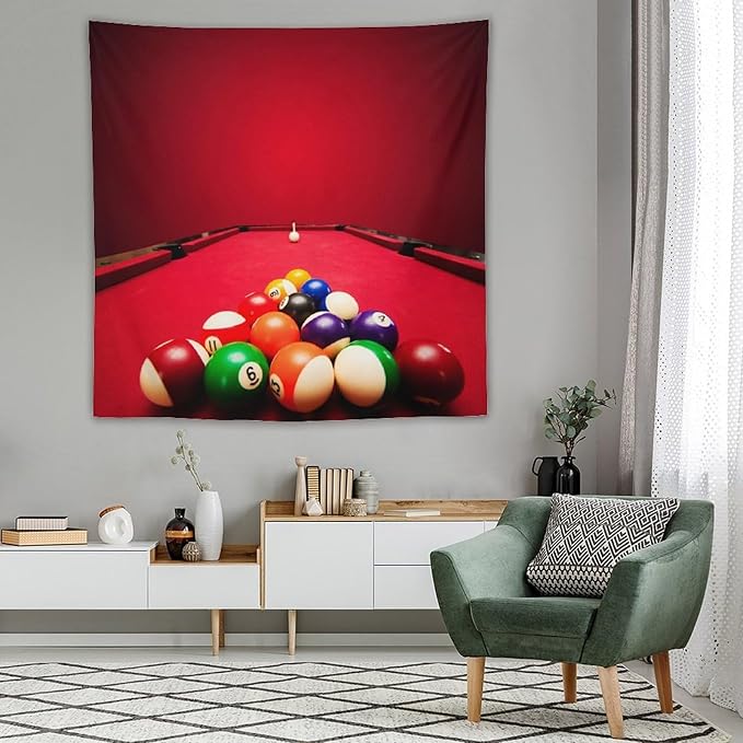 ZhiRain Billiard Tapestry Wall Hanging Recreational Indoor Billiards Game Printed Tapestries Home Decor for Living Room Bedroom Farmhouse Apartment Dorm 60"x60"