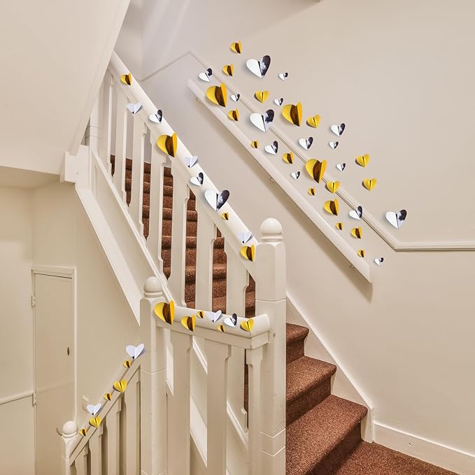 60 Pcs Valentines Day Wall Decorations - 3D Heart Stickers, Waterproof Wall Decals for Home, Bedroom, Wedding, Anniversary, Party, Office, and School Decor (Red)