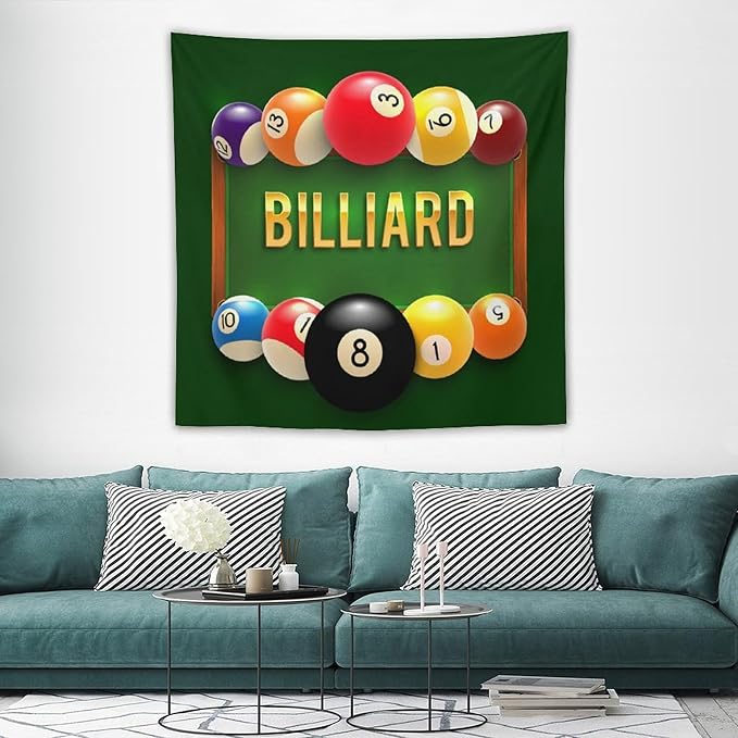 ZhiRain Snooker Billiards Tapestry Wall Hanging Modern Sports Theme Billiard Eight Ball Tapestries Home Decor for Living Room Bedroom Farmhouse Apartment Dorm 60"x60"