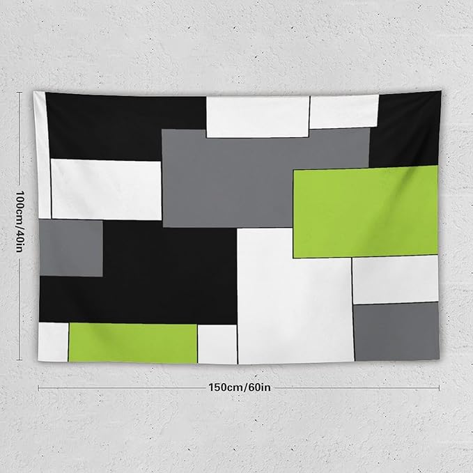 ZhiRain Black,Grey,Green,White Tapestry Wall Hanging Geometry Pattern Curtain Digital Print Multicolor Tapestries Home Decor for Living Room Bedroom Farmhouse Apartment Dorm 40"x60"
