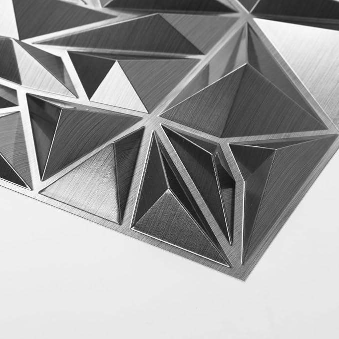 Art3d 33-Pack 3D Wall Panels - Diamond Textured Feature Paneling for Gaming, Living Room, TV Wall - 12 x 12 inch Silver