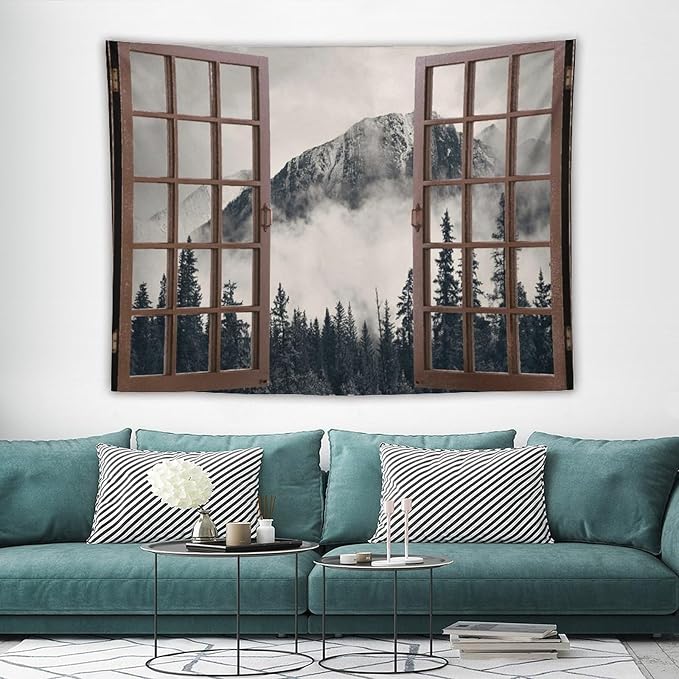 ZhiRain National Parks Landscape Tapestry Wall Hanging Canadian Smokey Mountain Cliff Outdoors Scenery Tapestries Home Decor for Living Room Bedroom Apartment Farmhouse Dorm 60"x80"